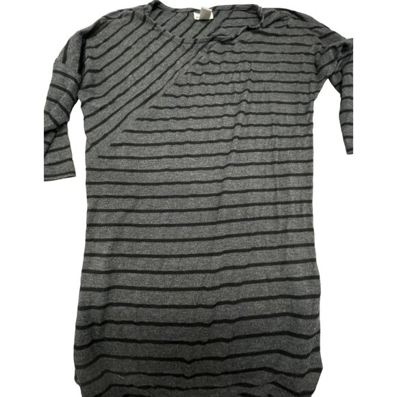 motherhood maternity mid sleeve shirt strip gray black side bunched small READ - Picture 1 of 6